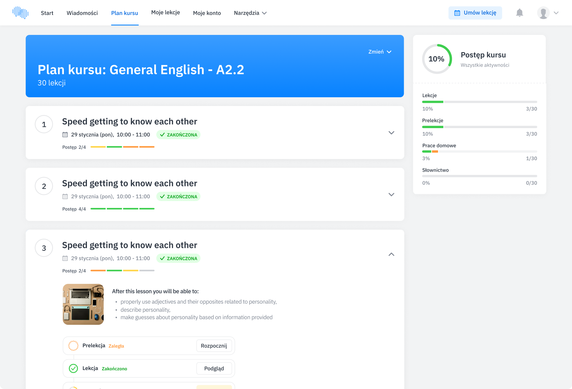 Szkoła Językowa Fluentbe - Plan kursu